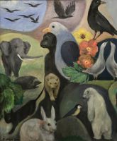 12 - Tiere (Taube im Zentrum) - 2011 - 60 x 50 - Acryl auf Leinwand - Signiert